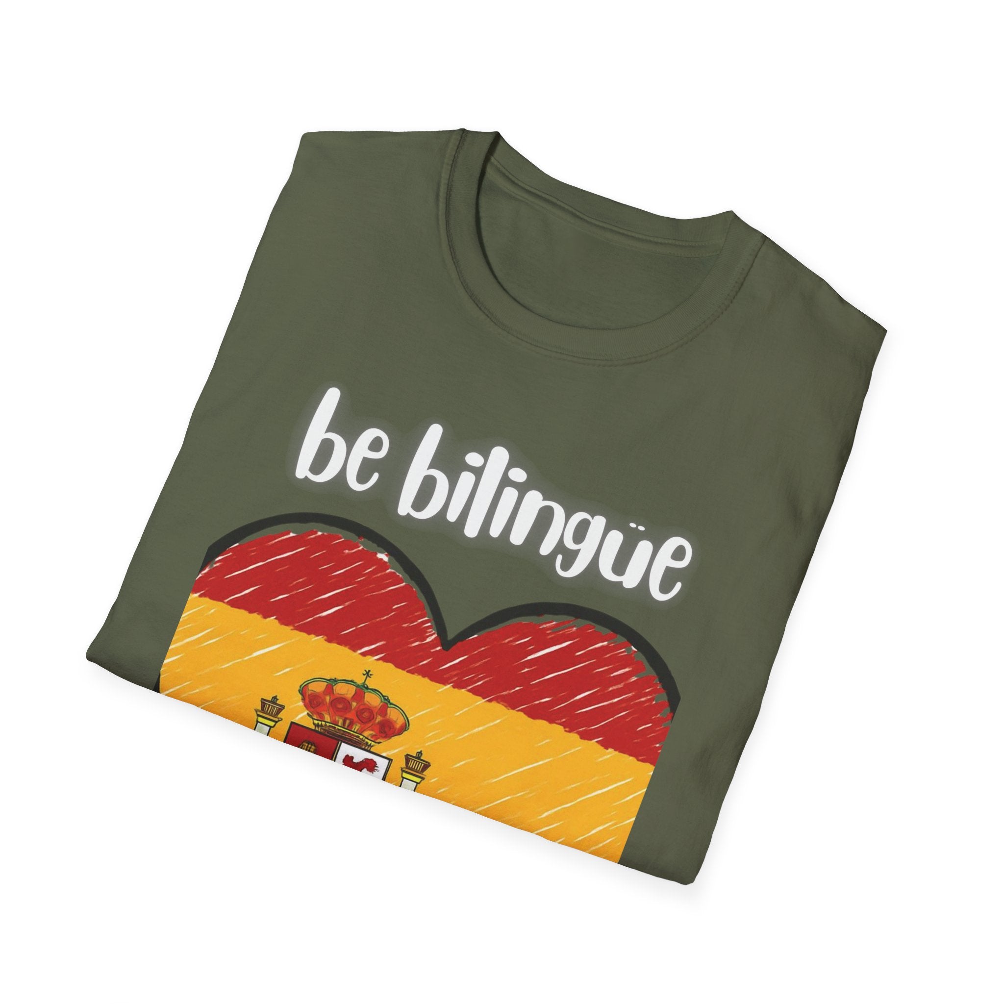 Spanish Flag Heart T-Shirt – "be bilingüe” Graphic Tee