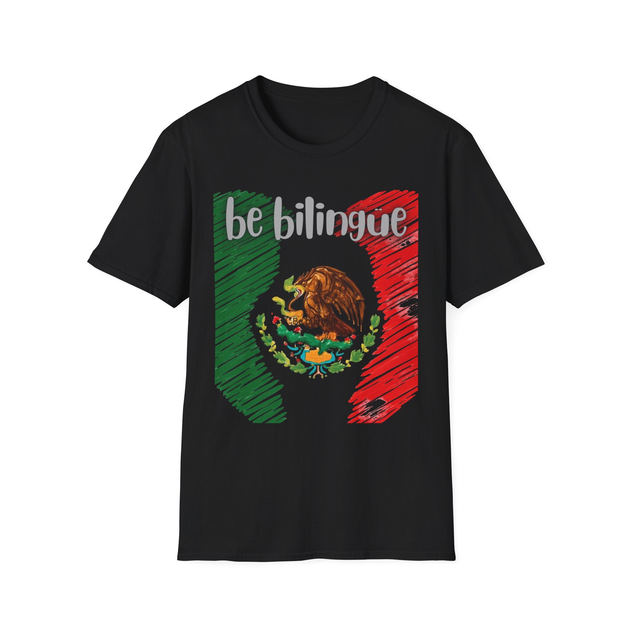 Mexico Flag T-Shirt - Mexican Crest Patriotic Tee- be bilingüe