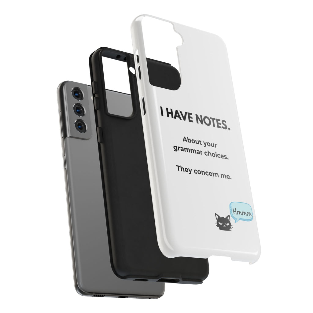 Tough Phone Case — "I Have Notes" Grammar Cat Protective Case