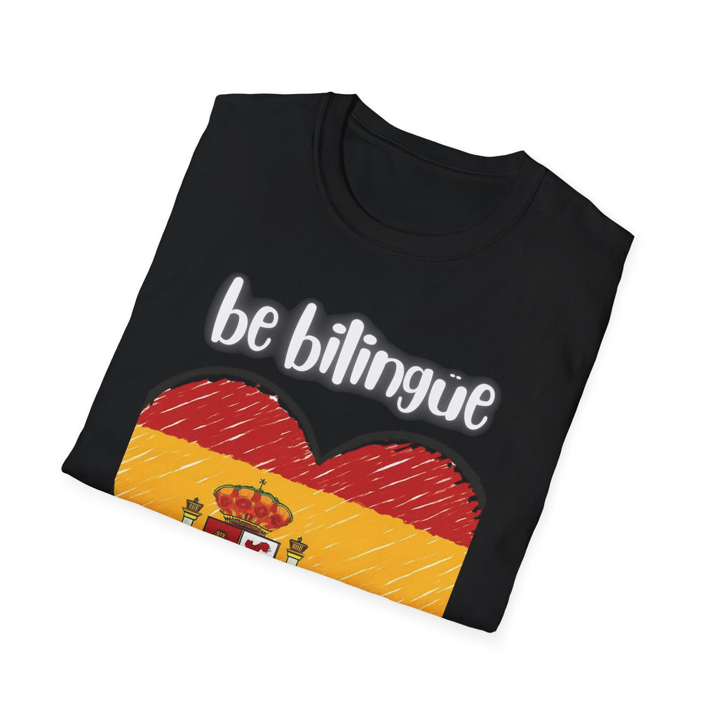 Spanish Flag Heart T-Shirt – "be bilingüe” Graphic Tee