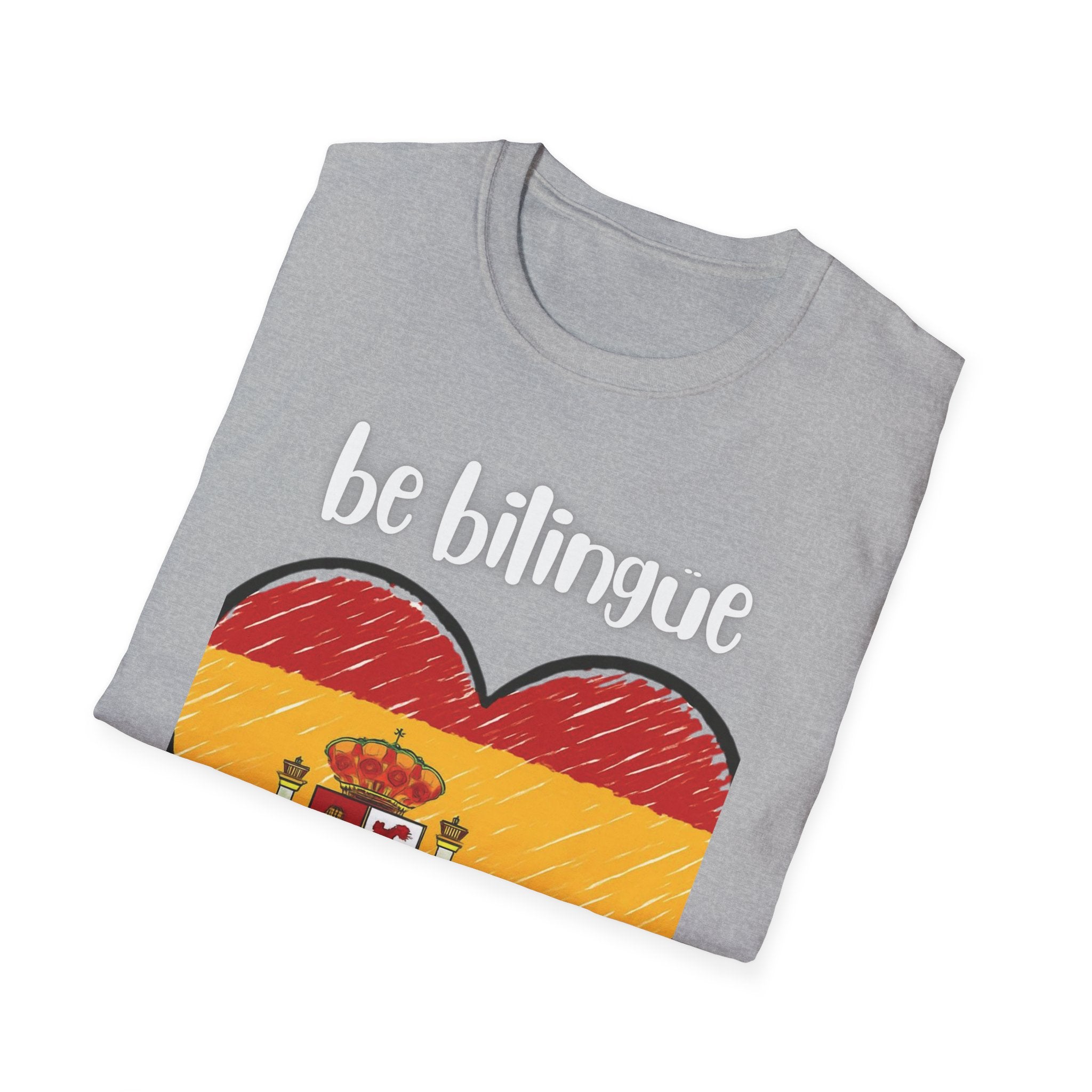 Spanish Flag Heart T-Shirt – "be bilingüe” Graphic Tee