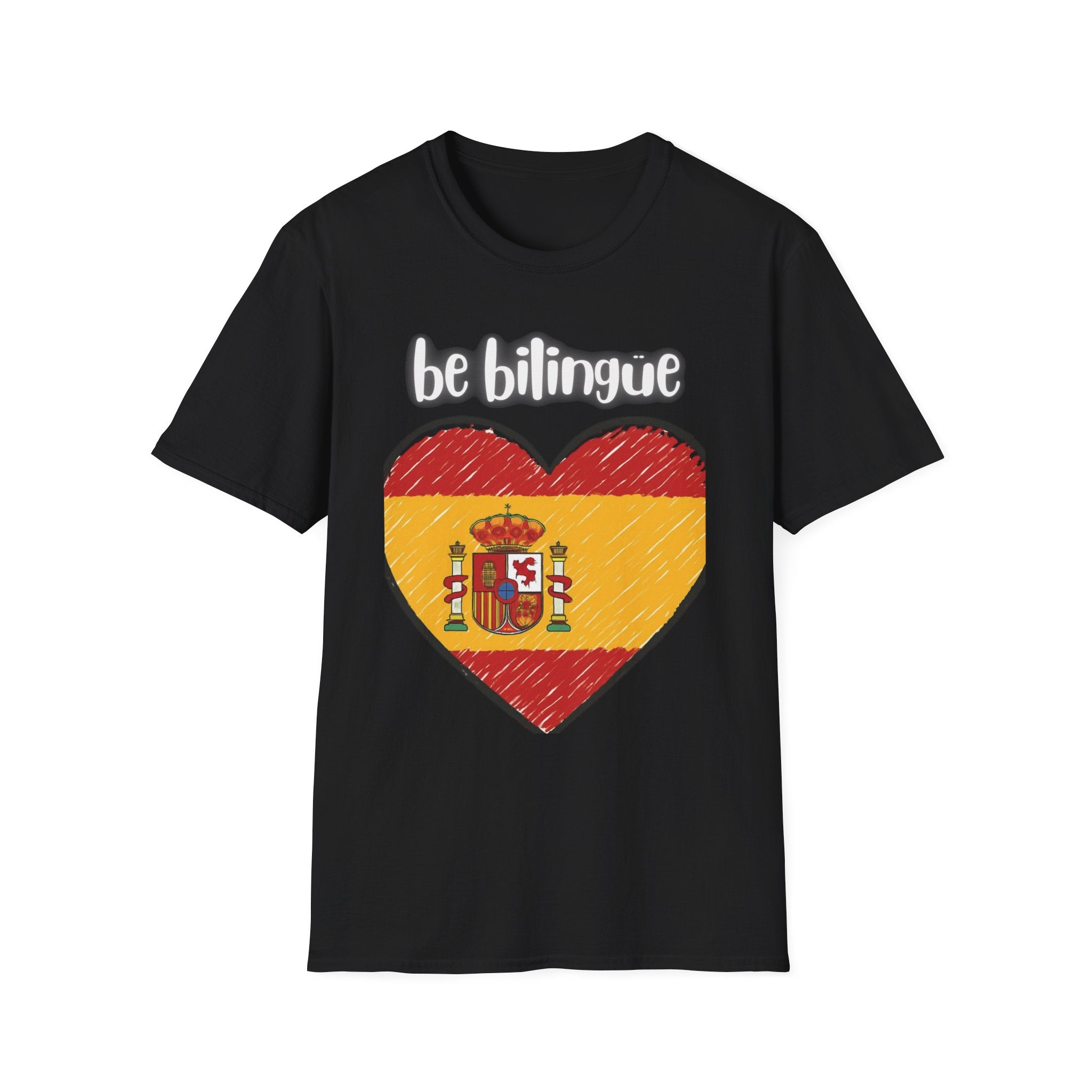Spanish Flag Heart T-Shirt – "be bilingüe” Graphic Tee