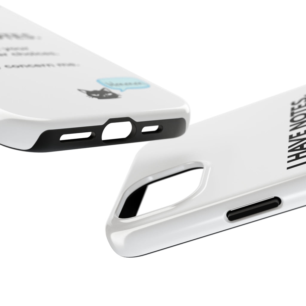 Tough Phone Case — "I Have Notes" Grammar Cat Protective Case