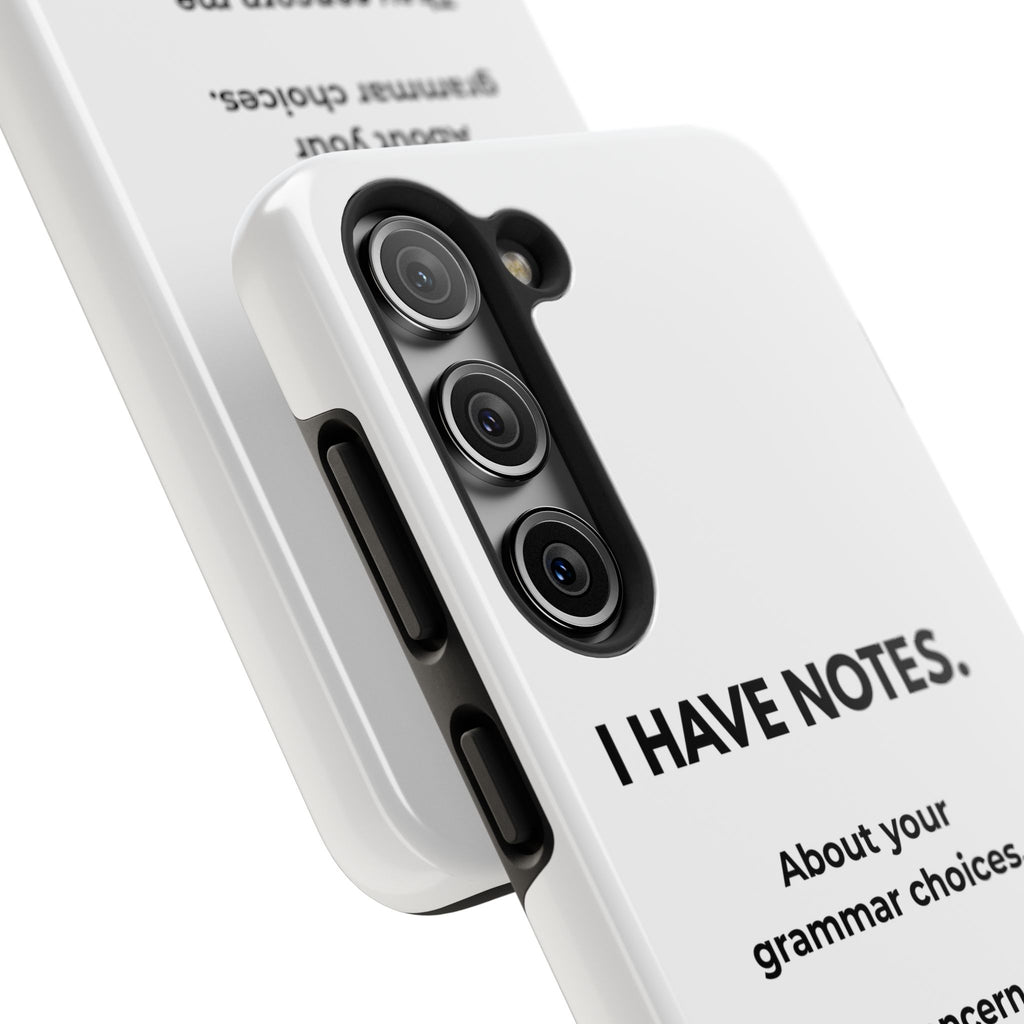 Tough Phone Case — "I Have Notes" Grammar Cat Protective Case