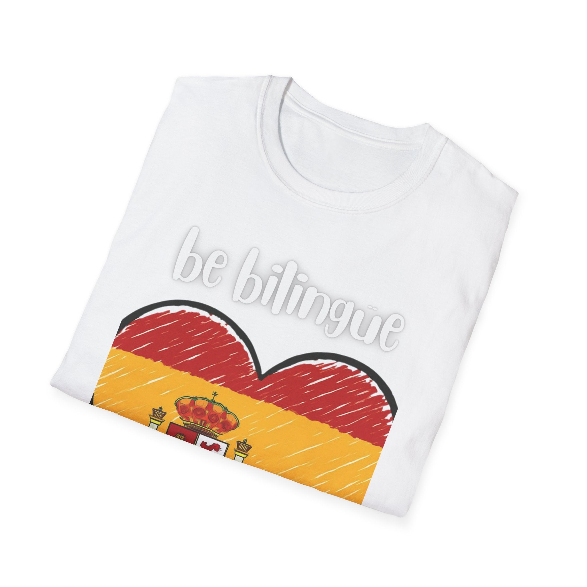 Spanish Flag Heart T-Shirt – "be bilingüe” Graphic Tee
