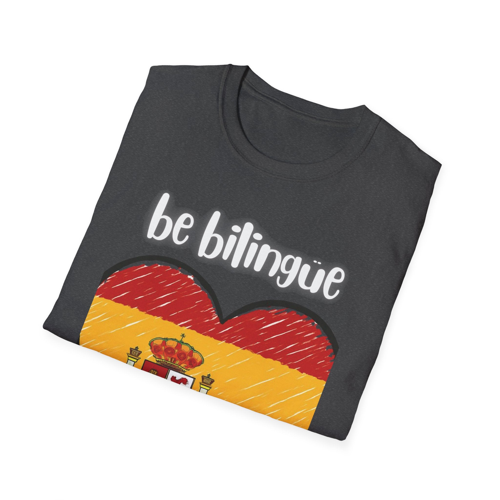 Spanish Flag Heart T-Shirt – "be bilingüe” Graphic Tee
