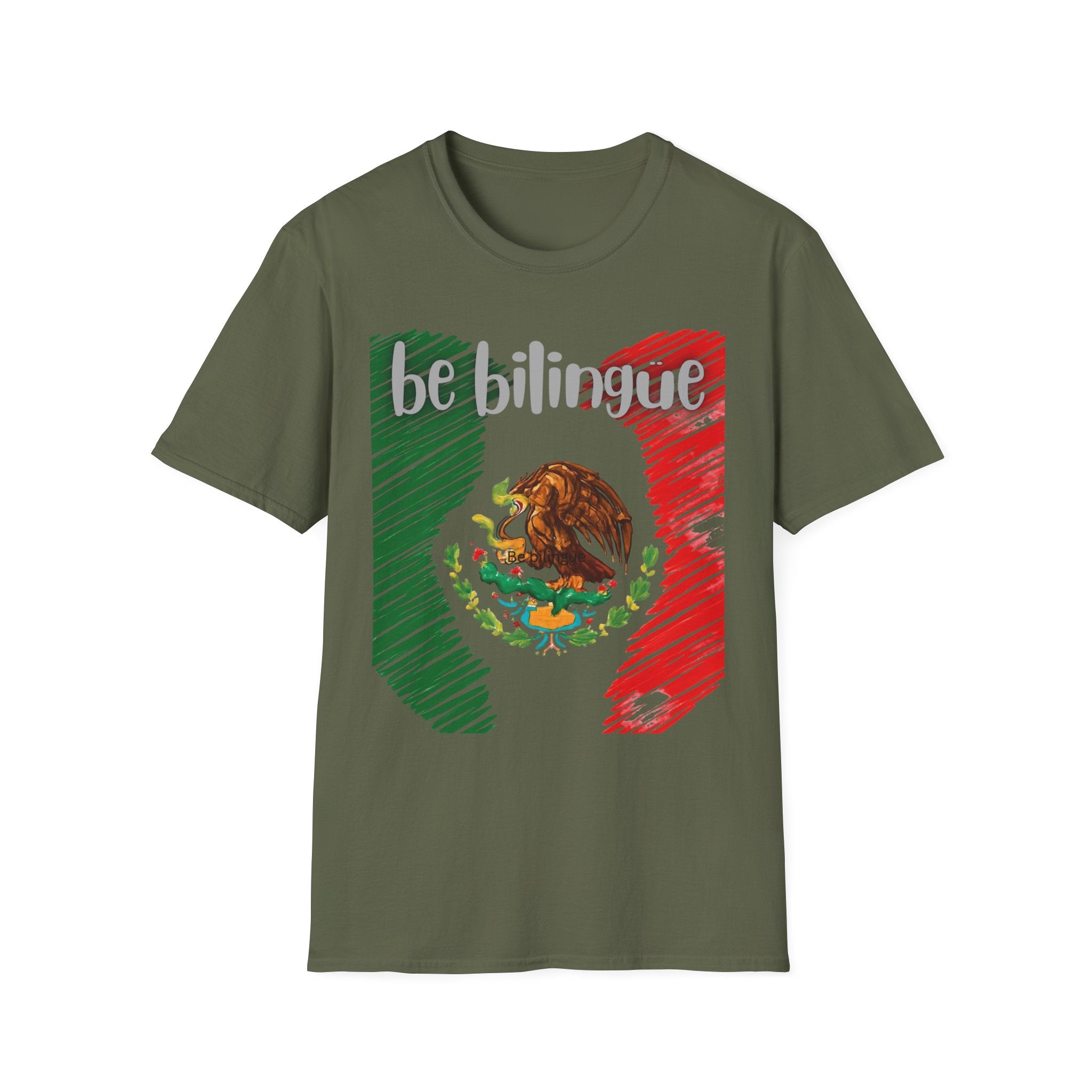 Mexico Flag T-Shirt - Mexican Crest Patriotic Tee- be bilingüe