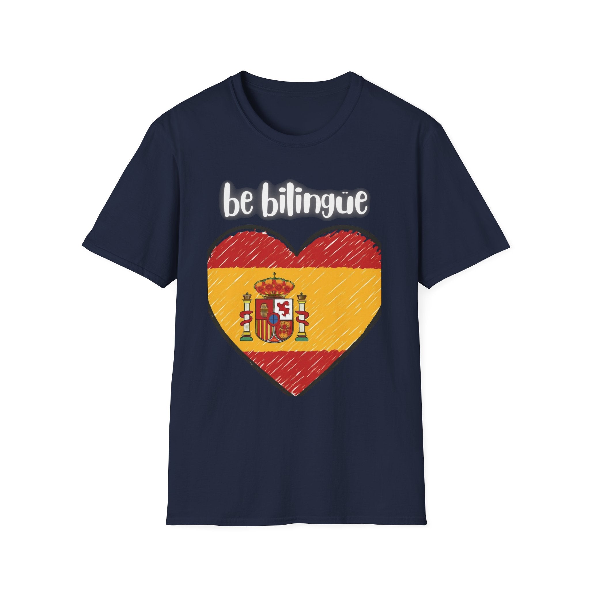 Spanish Flag Heart T-Shirt – "be bilingüe” Graphic Tee