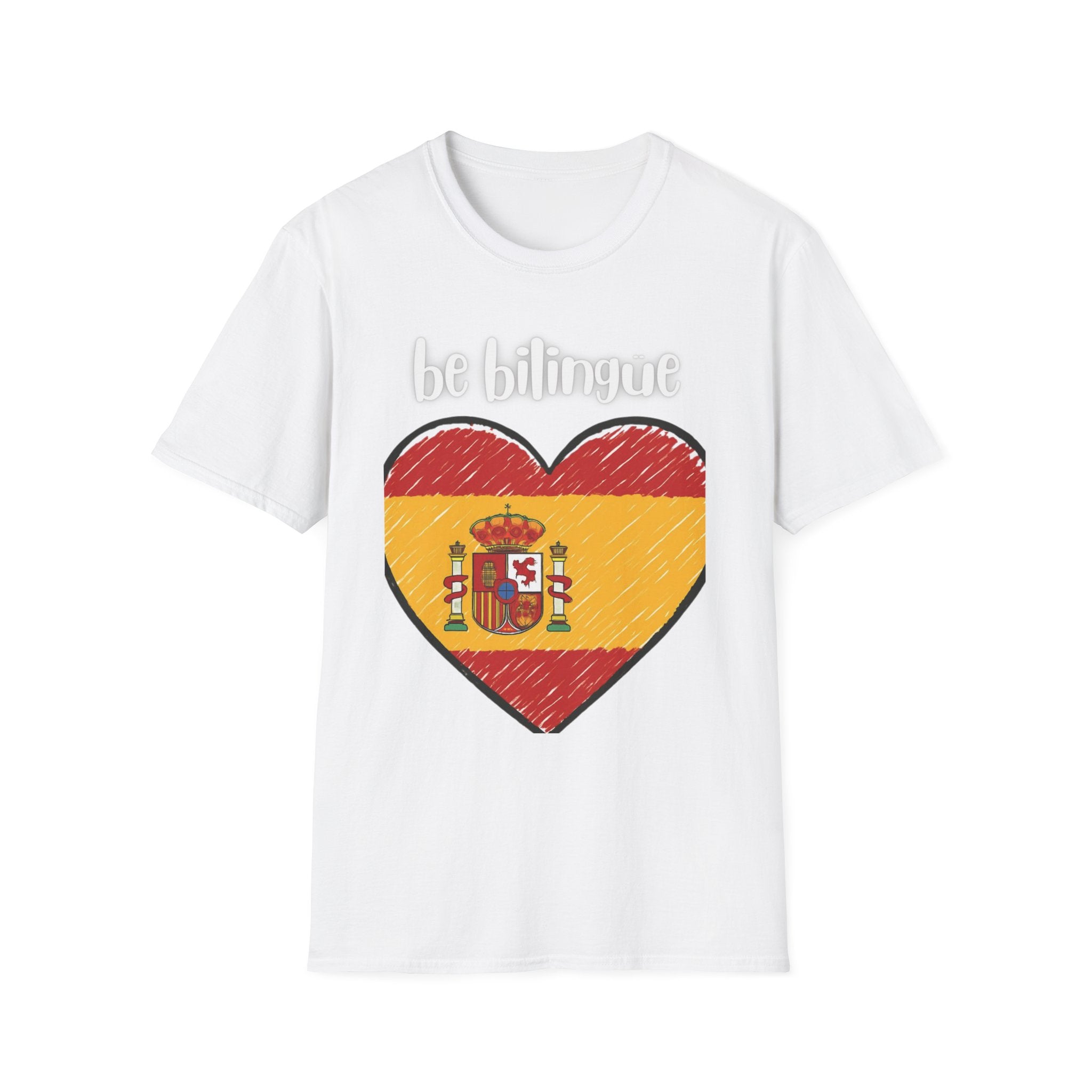 Spanish Flag Heart T-Shirt – "be bilingüe” Graphic Tee