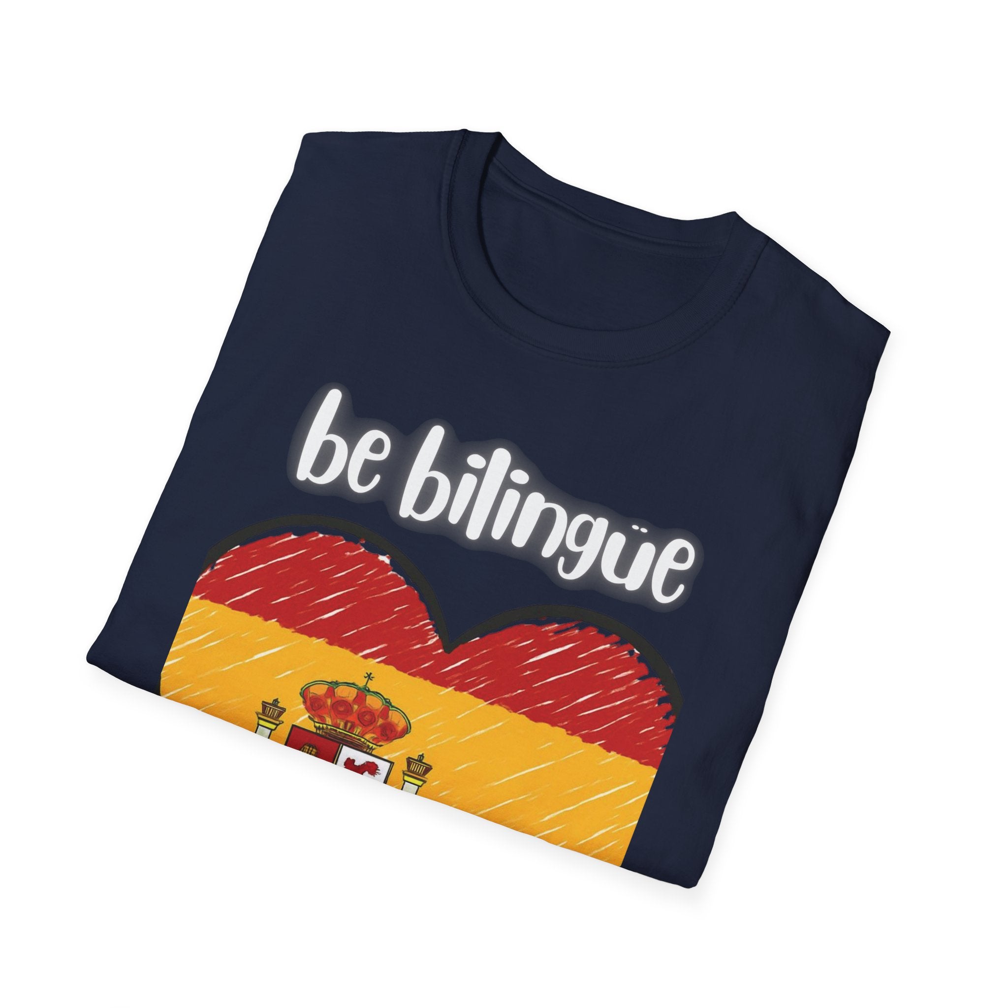 Spanish Flag Heart T-Shirt – "be bilingüe” Graphic Tee