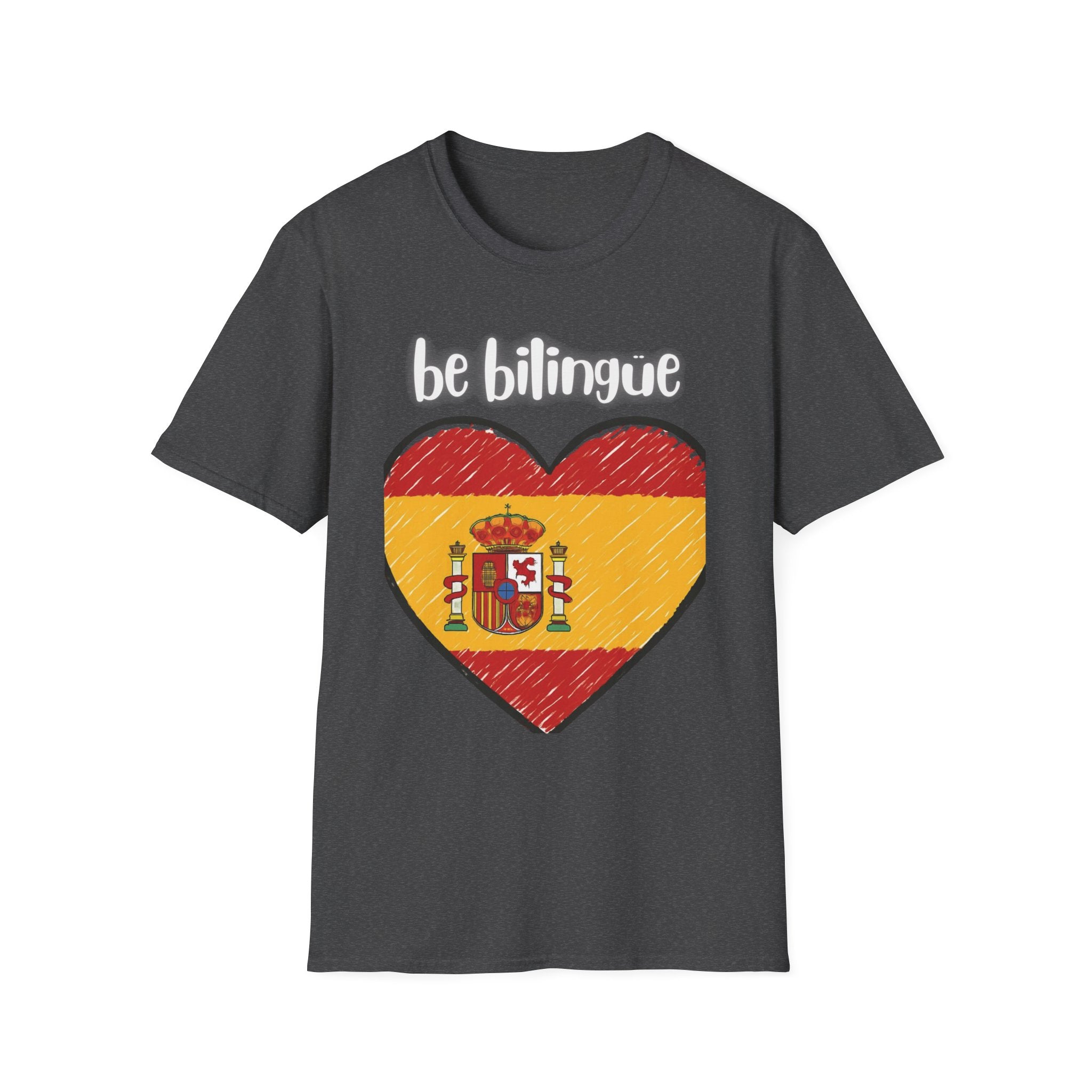 Spanish Flag Heart T-Shirt – "be bilingüe” Graphic Tee